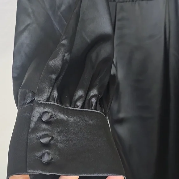 Disturbia Pintuck Rufflw Black Long Sleeve Ruffle- Jumpsuit Size 12 Belt Missing - Picture 9 of 13